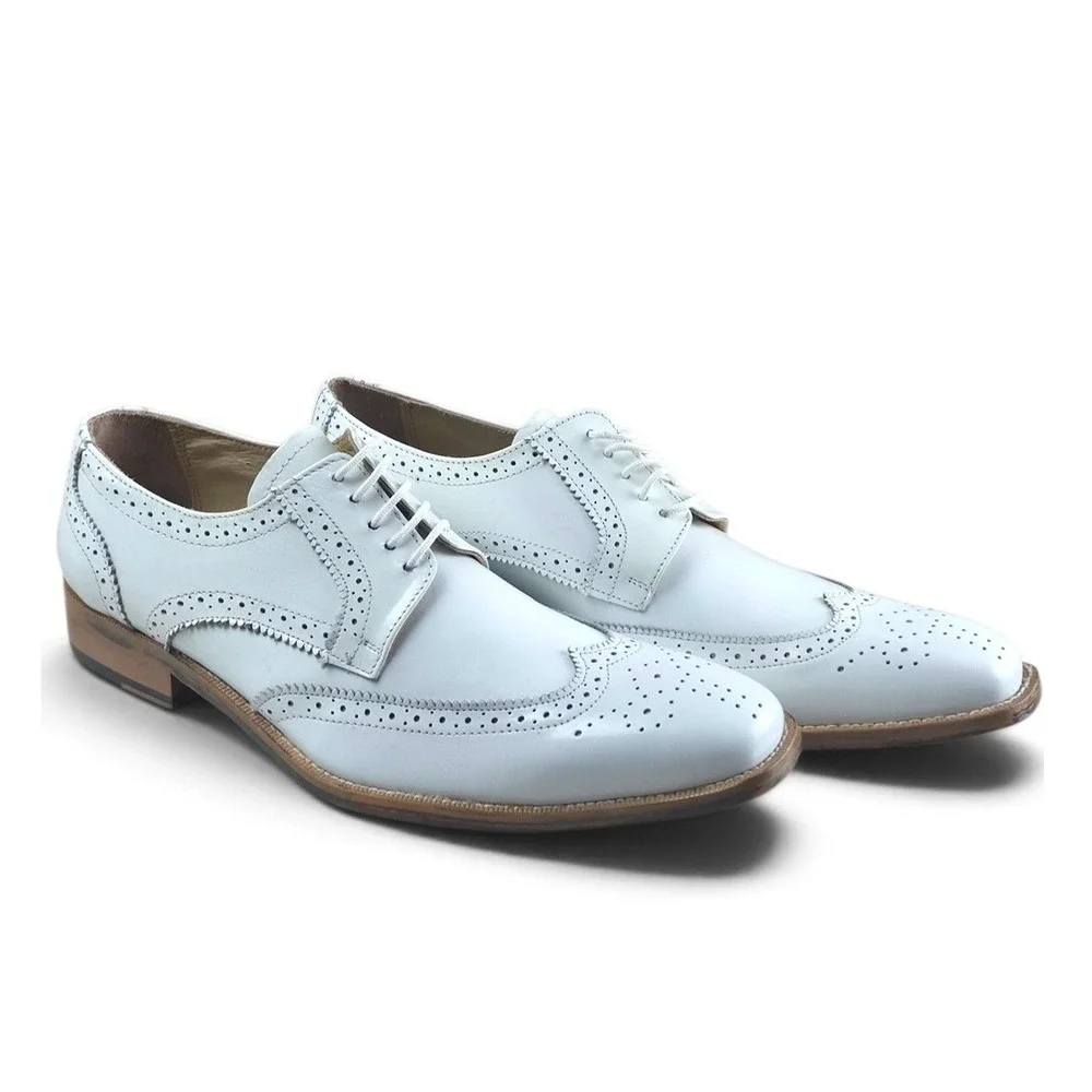 Giorgio Brutini Wingtip Oxford Mens 9.5‎ White NWOT Leather Brogue Dress Shoes
